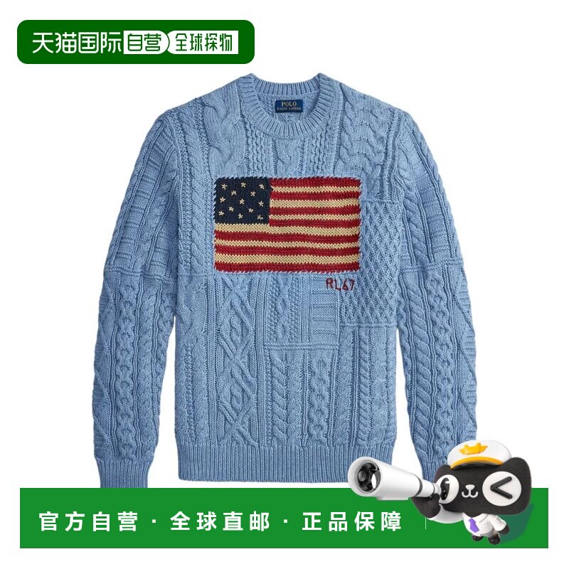 香港直邮Polo Ralph Lauren Polo 拉夫 劳伦 男士 长袖圆领国旗毛