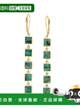 自营 Ross-Simons 18kt 纯银祖母绿方链吊式耳环 - 绿色 美国奥莱
