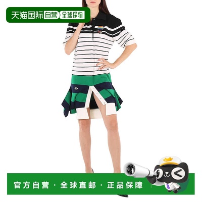 自营 Burberry女士标志图案重建翻领衬衫连衣裙-天然白色 美国奥