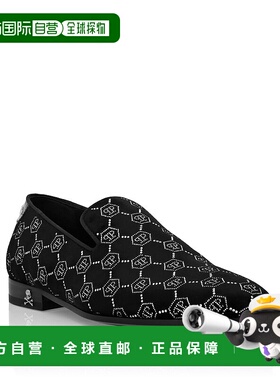 自营 philipp plein天鹅绒乐福鞋 Strass Monogram - 黑色/水晶