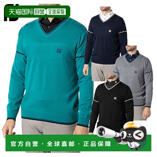 袖 线长袖 秋冬款 日本直邮FootJoy F24 高尔夫V领毛衣 M11 男士