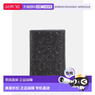 自营guessDebossed Logo Trifold Wallet - black snakeskin 美国