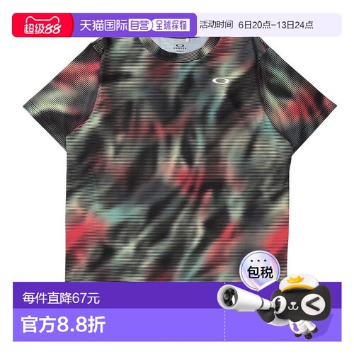 日本直邮OAKLEY 男士网球服 SLANT GRAPHIC 网眼短袖T恤 FOA40903