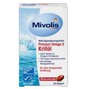 欧洲直邮德国Mivolis南极磷虾油Omega3脂肪酸60粒维护心脏易吸收