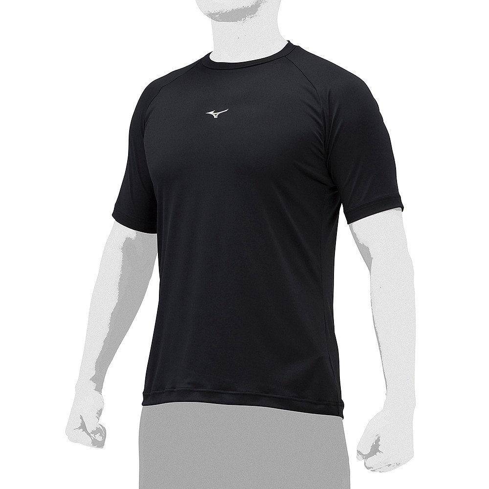 日潮跑腿MIZUNO美津浓男士棒球背心低领短袖 12JAAP3009 黑色 S