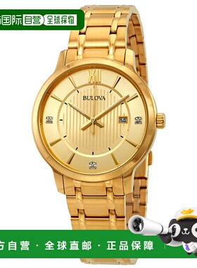 自营Bulova Men's Diamond 42mm Quartz Watch - gold 美国奥莱直