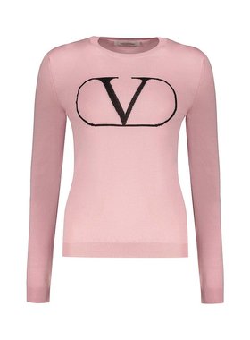 VALENTINO 女士针织衫 BKC02777JCT7 SS2024 粉红色 长袖圆领毛衣