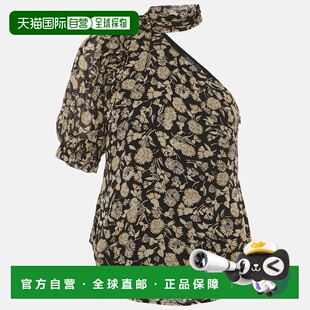 自营Polo Ralph Lauren Black Floral Print One Shoulder Blouse