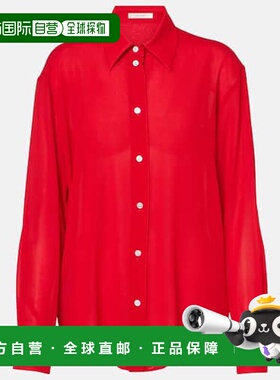 1h可退 香港直邮潮奢 The Row 女士 Elia 真丝混纺衬衫 red红色