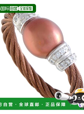 自营 Charriol 珍珠不锈钢青铜 PVD 棕色珍珠和白色立方氧化锆电