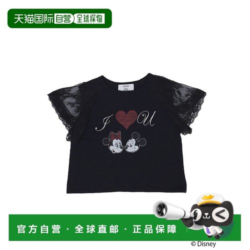 1h可退 日本直邮jouetie 女装 【Mickey&Minnie】ILOVE 蕾丝拼接T