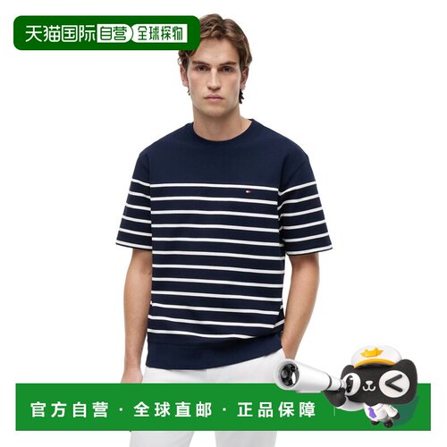 日本直邮TOMMY HILFIGER 贾卡德条纹轻松圆领T恤26春夏男装