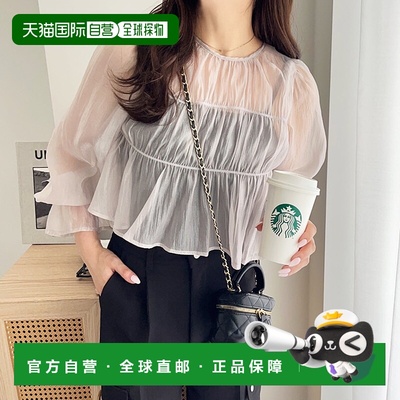 日本直邮GeeRA 橙色薄纱衬衫 R04609EW14313