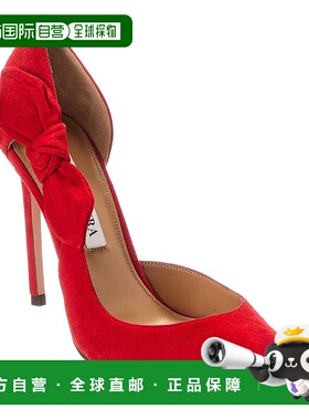 自营 Aquazzura Very Bow Tie 150 绒面革高跟鞋 - 红色 美国奥莱