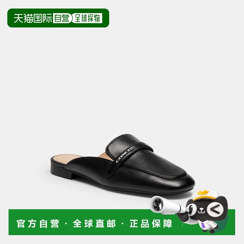 自营欧洲直邮Coach蔻驰 黑色莫卡辛鞋穆勒鞋女鞋单鞋