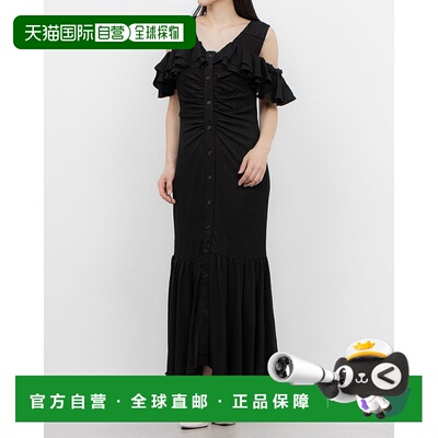 日本直邮Rienda 褶皱荷叶边短袖美人鱼连衣裙 RI3465EW25395长裙