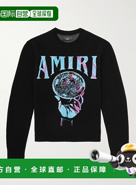 香港直邮AMIRI 男士 圆领羊绒针织衫 PS23MKL012 black黑色 舒适