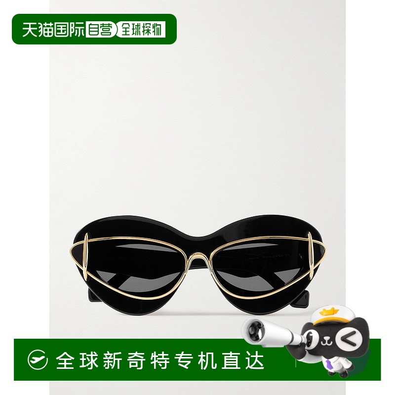 1h可退 香港直邮LOEWE 罗意威 女士 Double-frame 猫眼镀金醋纤太
