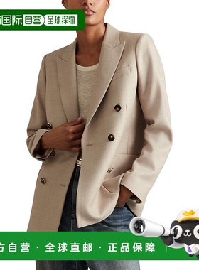 自营Reiss Harriet Double-Breasted Wool-Blend Jacket - neutra