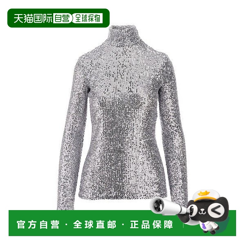 1h可退 香港直邮潮奢 Rabanne 女士 珠片薄纱高领上衣 25ACTO129P