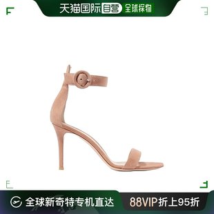 香港直邮潮奢Gianvito Rossi女凉鞋 粉色细高跟绒面革