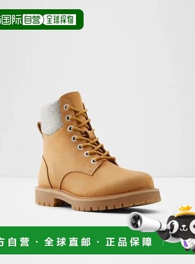 自营 Aldo Prae女式美式5棕色皮革拉链圆头脚踝战斗靴KHD634-棕色