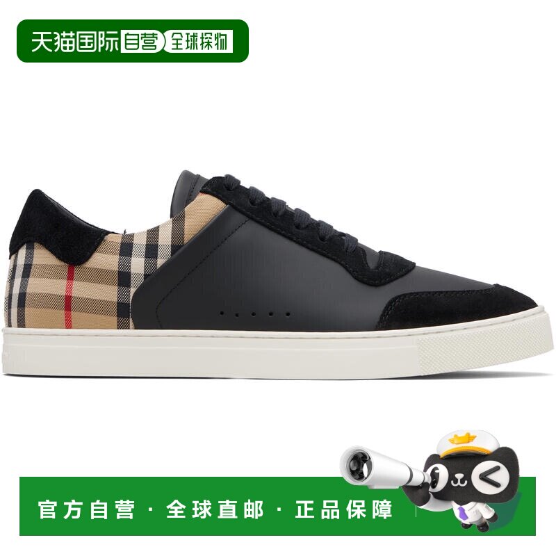 1h可退 香港直邮潮奢 Burberry 巴宝莉 男士 黑色 Suede & Check