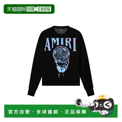 香港直邮AMIRI 男士黑色针织衫 水晶球Logo提花针织套头毛衣