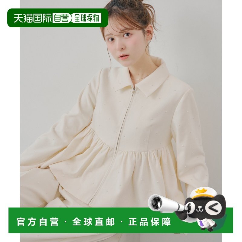 日本直邮Chico 女士珍珠装饰宽松短款拉链夹克 CHS1052607A0001,女装/女士精品,短外套,淘宝优惠券,粉丝福利购,淘宝优惠卷