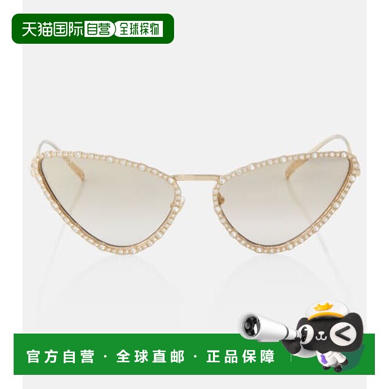 1h可退 香港直邮Gucci 古驰 女士 双G扣猫眼太阳眼镜 metal金属色