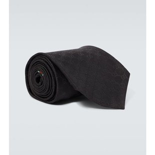 潮奢 Gucci 古驰 男士 GG 真丝斜纹领带 000919