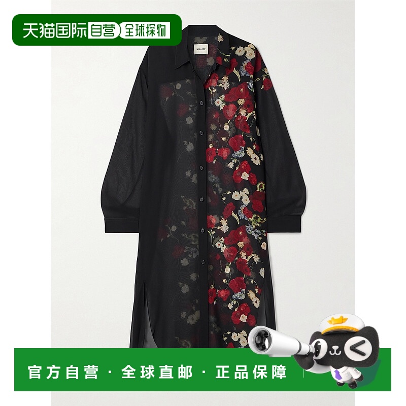 1h可退 香港直邮KHAITE 女士 花卉印花襯衫裙 55803371 black黑色