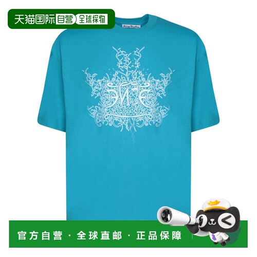1h可退 香港直邮ACNE STUDIOS 男士T恤 BL0358BGT AW2023 蓝色 Co