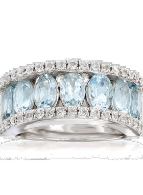 自营 ross-simons 罗斯-西蒙斯海蓝宝石和 . 925 纯银白色托帕石