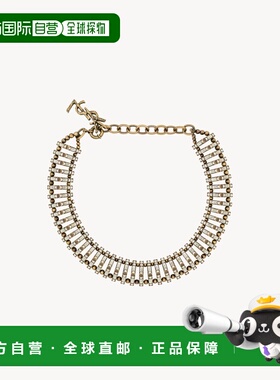 自营欧洲直邮YSL圣罗兰 女士水晶色/青铜色黄铜金字塔造型项链