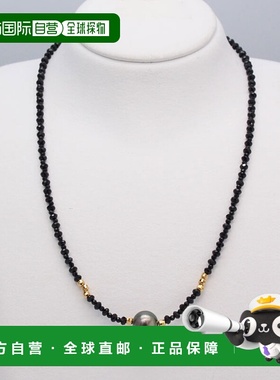日本直邮黑色南洋珍珠吊坠黑色尖晶石贯穿珍珠吊坠