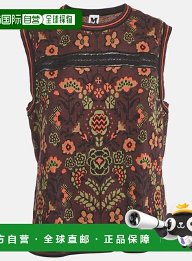 自营M Missoni Burgundy Floral Pattern Knit Sleeveless Top -