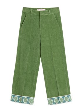 VALENTINO 男士休闲裤 VRBJ74AM2LR1 CO 绿色 天鹅绒休闲裤