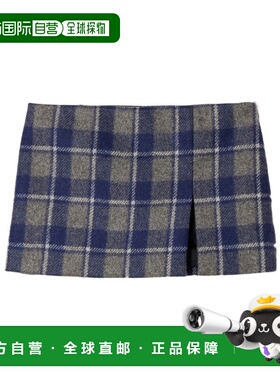 1h可退 香港直邮Miu Miu 缪缪 女士 刺绣羊毛迷你半身裙 MG2604SW