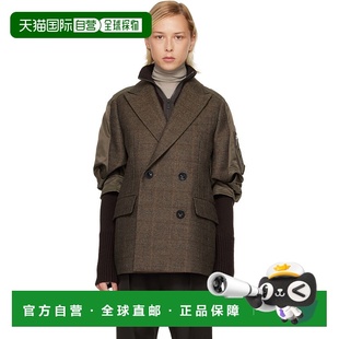 棕色 Double 外套 香港直邮Sacai 西装 女士 Plaid 1h可退 Faced