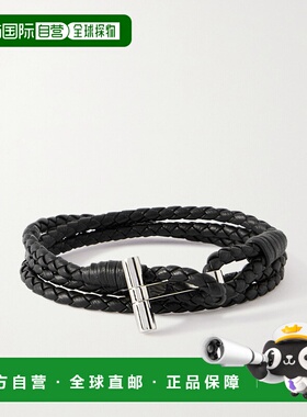 1h可退 香港直邮潮奢 Tom Ford 汤姆 福特 男士 编织皮革镀银手链