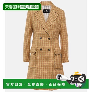 1h可退 香港直邮潮奢 Etro 艾特罗 女士 威尔士王子羊毛混纺大衣