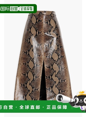 1h可退 香港直邮KHAITE 女士 Fraser 蛇纹皮革中长半身裙 4103803