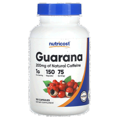 香港直邮Nutricost, 瓜拉那，500 毫克，150 粒胶囊保健品瓜拉纳