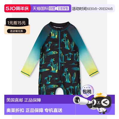 自营deux par deuxOne-Piece Long Sleeve Rashguard Black Surf