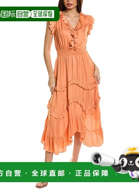 自营Elie Tahari The Layla 中长连衣裙 - 橙色 美国奥莱直发
