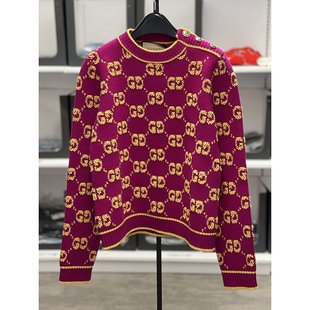 718631XKCNA Gucci logo针织羊毛毛衣