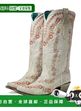 1h可退 【美国直邮】Corral A4455 女靴 时尚真皮花卉刺绣靴子 舒
