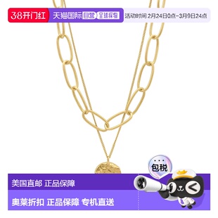 自营 adornia14k 镀金椭圆形链条和硬币吊坠多层项链 - 金色 美国