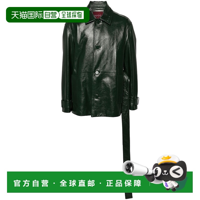 1h可退 欧洲直邮gucci 男士 夹克衫长袖皮衣